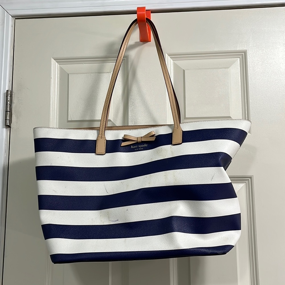 Kate spade stripped tote- used condition